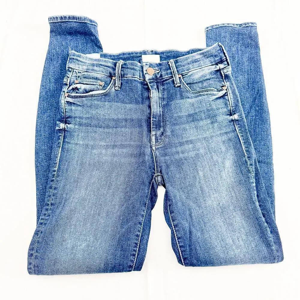 Mother The Looker Groovin' Zip Fly Denim Jeans Faded Distressed Wash Size 26